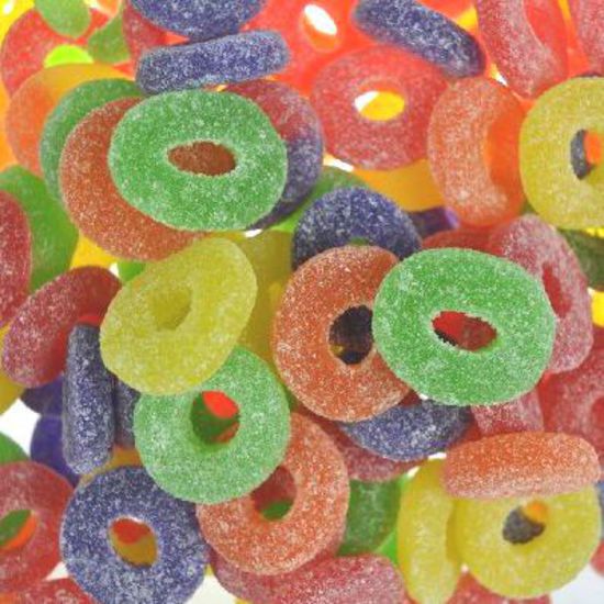 Assorted fruit jelly ring gummies