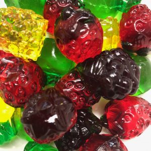 assorted 3D gummi fruits
