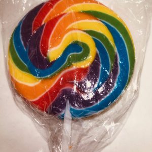 Circle swirl rainbow lollipop