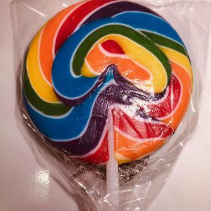 Circle swirl rainbow lollipop